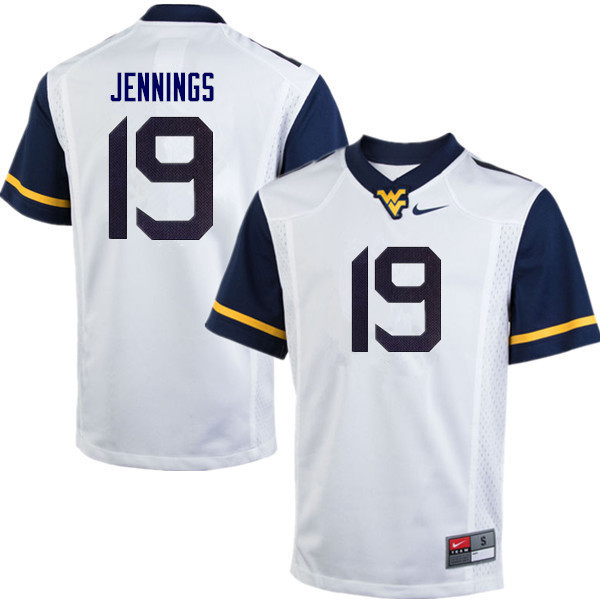 NCAA Men's Ali Jennings West Virginia Mountaineers White #19 Nike Stitched Football College Authentic Jersey VS23Y18OI